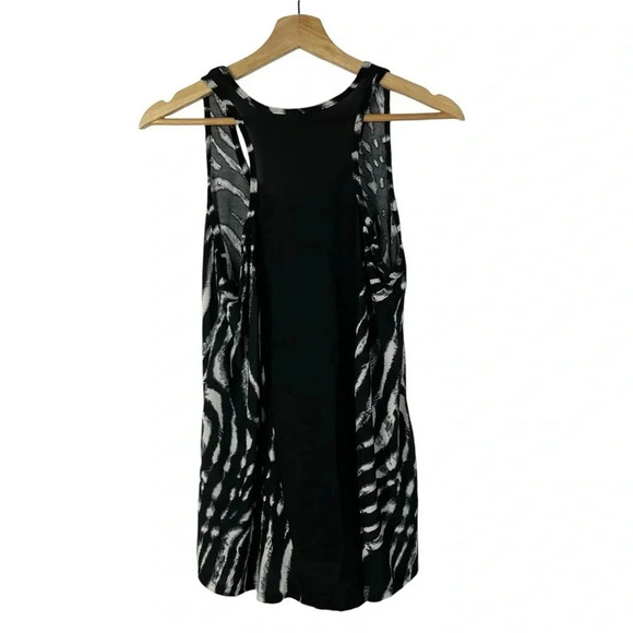 Boutique Lapis Black & White Printed Scoop Neck Tank Top M - Picture 2 of 3